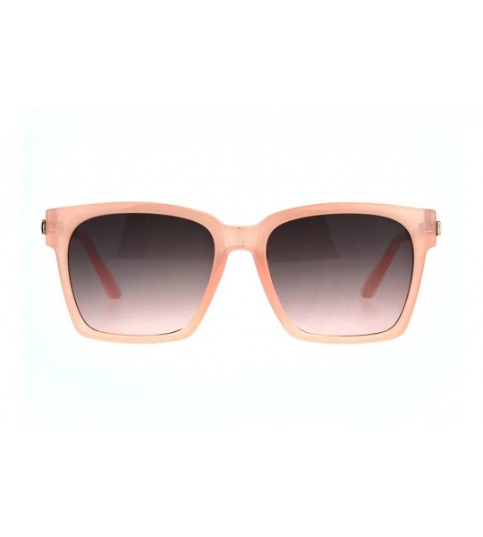 Rectangular Retro Boyfriend Plastic Rim Horned Hipster Sunglasses - Pink Smoke - C3187W87U6X $18.13