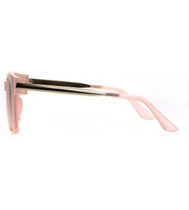 Rectangular Retro Boyfriend Plastic Rim Horned Hipster Sunglasses - Pink Smoke - C3187W87U6X $18.13