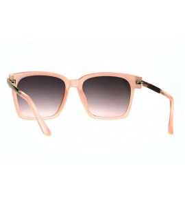 Rectangular Retro Boyfriend Plastic Rim Horned Hipster Sunglasses - Pink Smoke - C3187W87U6X $18.13