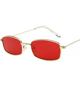 Square Women Metal Sunglasses Men Retro Small Square Sun Glasses Female Yellow Pink - Gray - CT18YZW7QAX $18.33