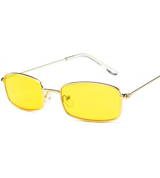 Square Women Metal Sunglasses Men Retro Small Square Sun Glasses Female Yellow Pink - Gray - CT18YZW7QAX $18.33