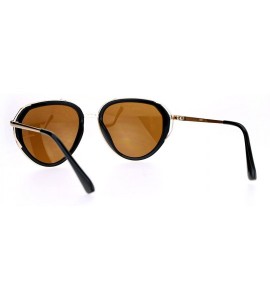 Aviator Womens Aviator Sunglasses Retro Fashion Double Frame Mirror Lens UV 400 - Black Gold (Brown Mirror) - C717YDYLEAY $23.19