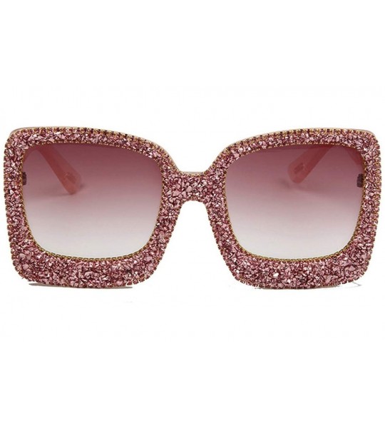 Oversized Women's Oversized Square Rhinestone Sunglasses Fashion UV400 Protection Eyewear - Purple - C0195WHOXQE $31.32