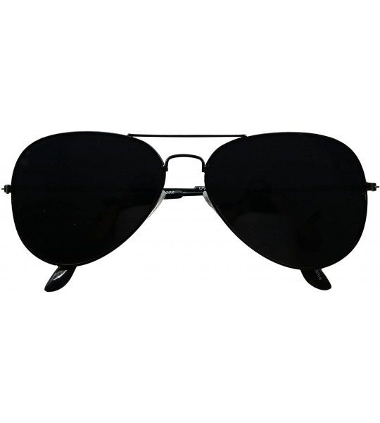 Aviator Super Dark Lens Aviator Sunglasses Retro UV400 Blackout Classic Metal Frame Pilot Shades - CH12E03XQ1T $19.91