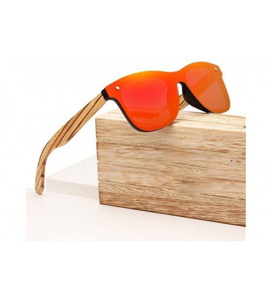 Square Handmade Polarized Sunglasses Men/Women Mirror Lens Original Wood Eyewear - Gold Zebra Wood - C6194O737XH $62.08