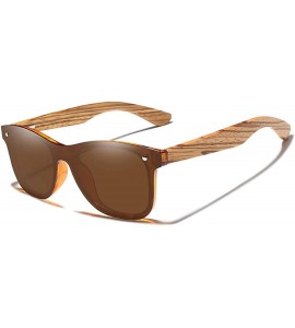 Square Handmade Polarized Sunglasses Men/Women Mirror Lens Original Wood Eyewear - Gold Zebra Wood - C6194O737XH $62.08