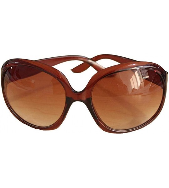 Oval Women Retro Style Anti-UV Sunglasses Big Frame Fashion Sunglasses Sunglasses - Brown - CE18R6Y8CNN $19.59