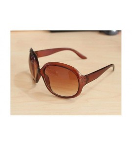 Oval Women Retro Style Anti-UV Sunglasses Big Frame Fashion Sunglasses Sunglasses - Brown - CE18R6Y8CNN $19.59