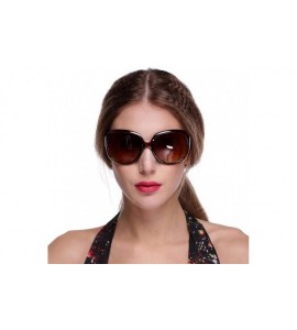 Oval Women Retro Style Anti-UV Sunglasses Big Frame Fashion Sunglasses Sunglasses - Brown - CE18R6Y8CNN $19.59