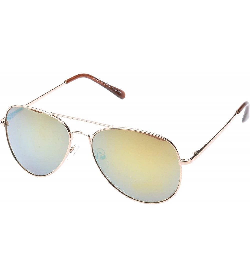 Aviator 'Jacksonville' Double Bridge Aviator Fashion Sunglasses - Gold - CH11PMFKPV9 $18.73