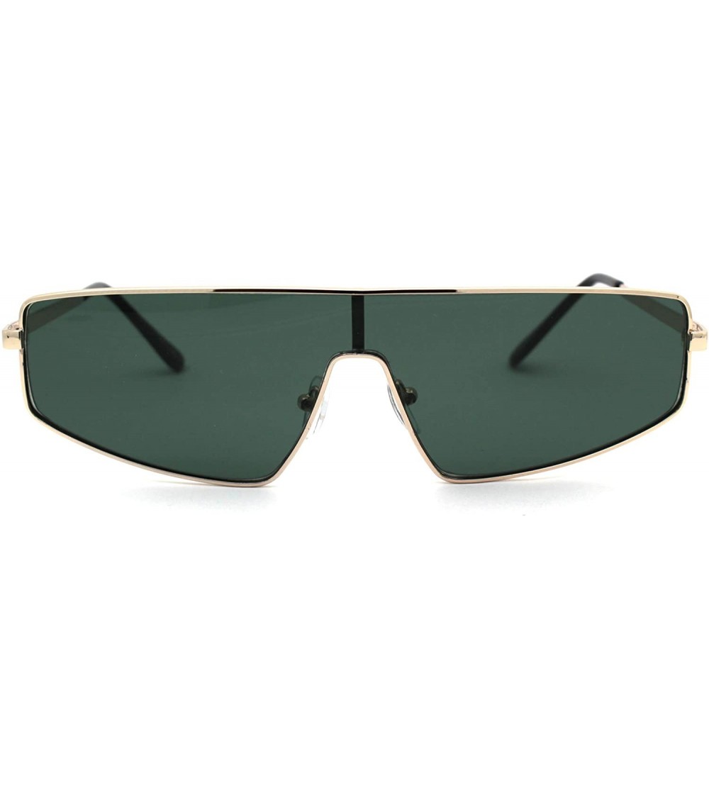 Rectangular 80s Shield Metal Rim Retro Dad Shade Sunglasses - Gold Solid Green - CS18ZWQLIC6 $23.75