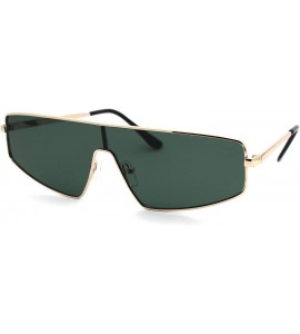 Rectangular 80s Shield Metal Rim Retro Dad Shade Sunglasses - Gold Solid Green - CS18ZWQLIC6 $23.75