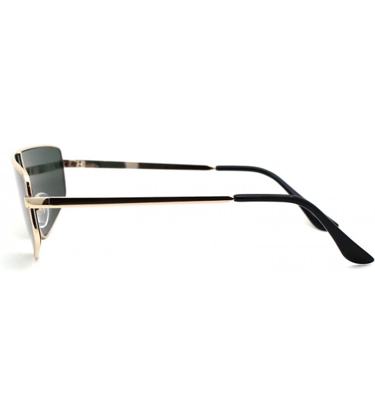 Rectangular 80s Shield Metal Rim Retro Dad Shade Sunglasses - Gold Solid Green - CS18ZWQLIC6 $23.75