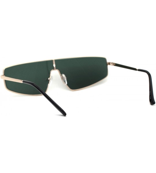 Rectangular 80s Shield Metal Rim Retro Dad Shade Sunglasses - Gold Solid Green - CS18ZWQLIC6 $23.75