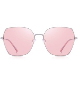 Square OLIEYET Fashion Oversized Square Sunglasses for Women Flat Mirrored Lens - Silver&pink - CQ18RWLMN0I $43.43