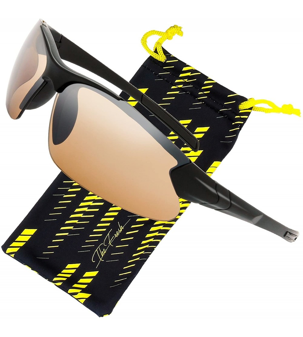 Sport Half Frame Sports Sunglasses for Men Women Baseball Cycling Running - S303-matte Black - C118EYIHNIN $31.19