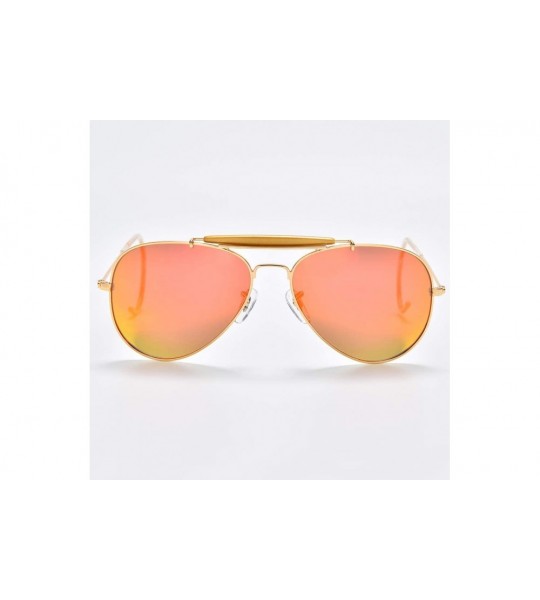 Aviator aviator sunglasses for men women crystal glass lens prevent falling temples mirror sun glasses UV400 - Red - CF18RS75...