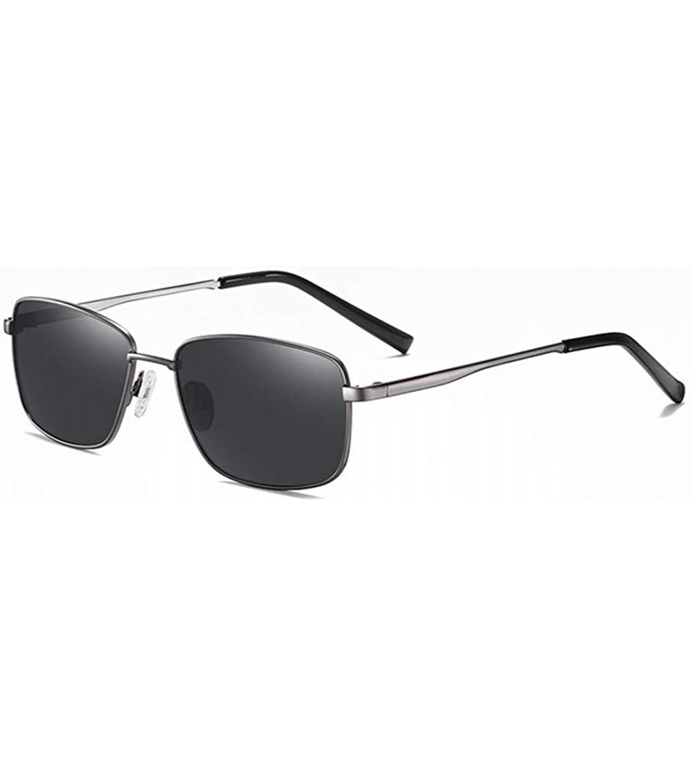 Rectangular Polarized Sunglasses for Men/Women Rectangular Driving Sun Glasses Square Goggle Metal Frame 3351 - Grey - CK197K...