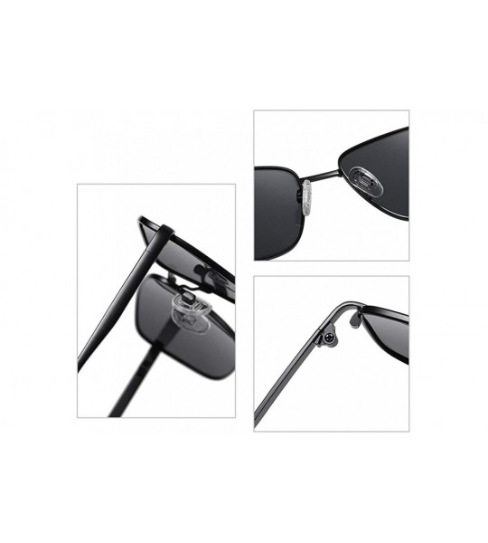 Rectangular Polarized Sunglasses for Men/Women Rectangular Driving Sun Glasses Square Goggle Metal Frame 3351 - Grey - CK197K...