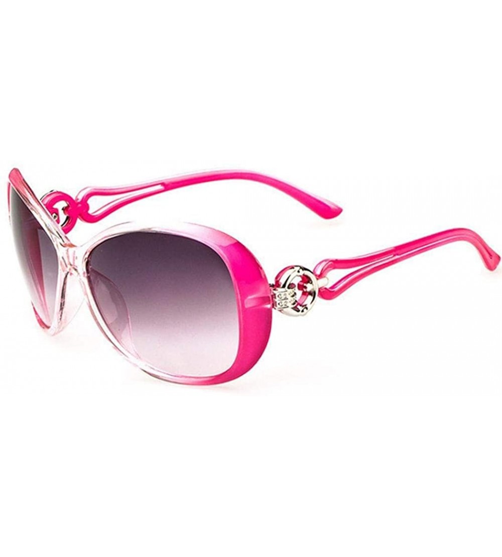 Oval Women Fashion Oval Shape UV400 Framed Sunglasses Sunglasses - Rose Red - CR195Q4WC0I $34.43