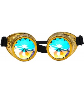 Goggle Kaleidoscope Rave Goggles Steampunk Glasses with Rainbow Crystal Glass Lens - Golden - CG187CCZDRW $22.43