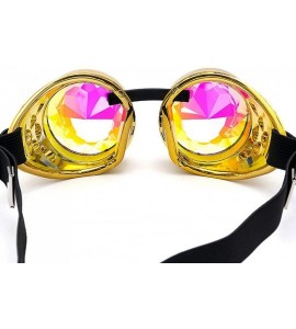 Goggle Kaleidoscope Rave Goggles Steampunk Glasses with Rainbow Crystal Glass Lens - Golden - CG187CCZDRW $22.43