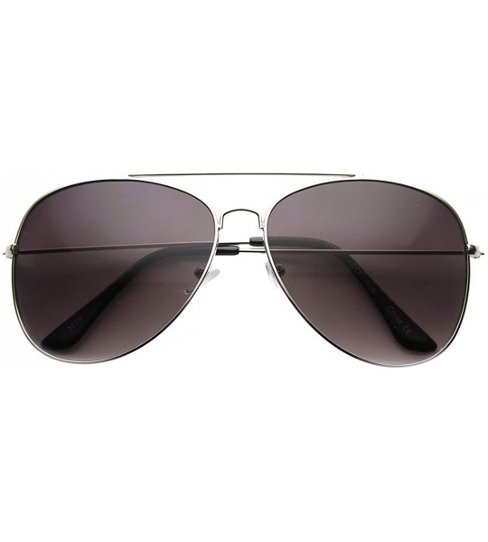 Aviator Large Tear Drop Classic Lightweight Metal Aviator Sunglasses (60mm) - Silver Smoke - C411YE0DIB7 $19.17