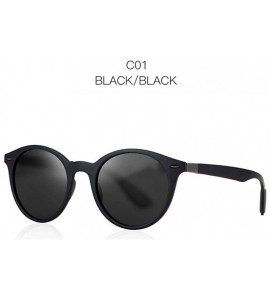 Oval Men Women Retro Rivet Polarized Sunglasses Oval Frame Black Black - Black Black - CO18XE07TC0 $19.57