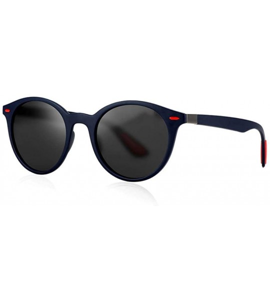 Oval Men Women Retro Rivet Polarized Sunglasses Oval Frame Black Black - Black Black - CO18XE07TC0 $19.57