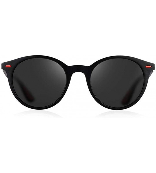 Oval Men Women Retro Rivet Polarized Sunglasses Oval Frame Black Black - Black Black - CO18XE07TC0 $19.57