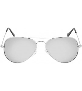 Oversized Dark Aviator Sunglasses - Silver - C91281BV1JP $14.74