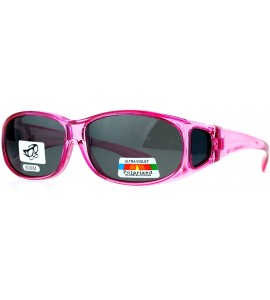 Oval Polarized Fit Over Glasses Womens Sunglasses Oval Rectangular Frame - Pink - C41873KQGHW $24.80