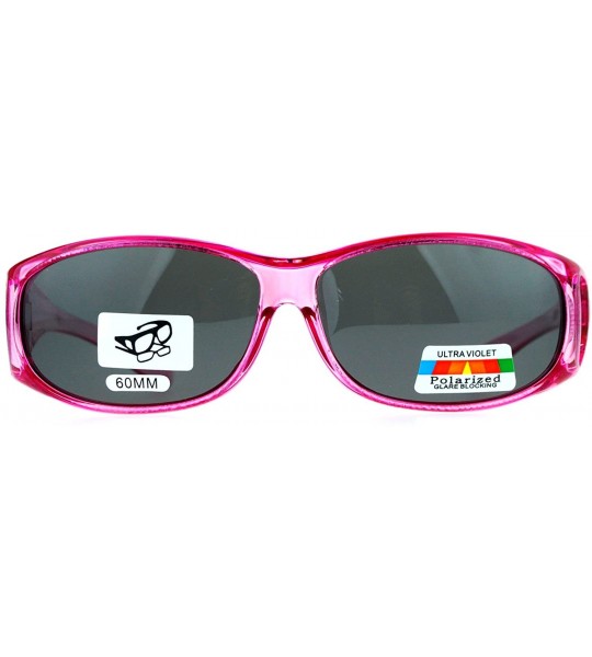 Oval Polarized Fit Over Glasses Womens Sunglasses Oval Rectangular Frame - Pink - C41873KQGHW $24.80