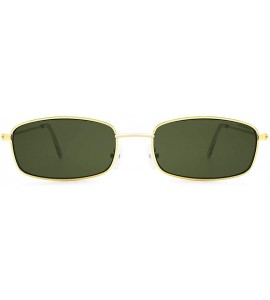 Square Fashion Vintage Metal Frame Sunglasses for Men and Women UV 400 Protection - Golden Frame Green Lens - CR18RWC09E5 $19.51