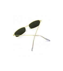 Square Fashion Vintage Metal Frame Sunglasses for Men and Women UV 400 Protection - Golden Frame Green Lens - CR18RWC09E5 $19.51