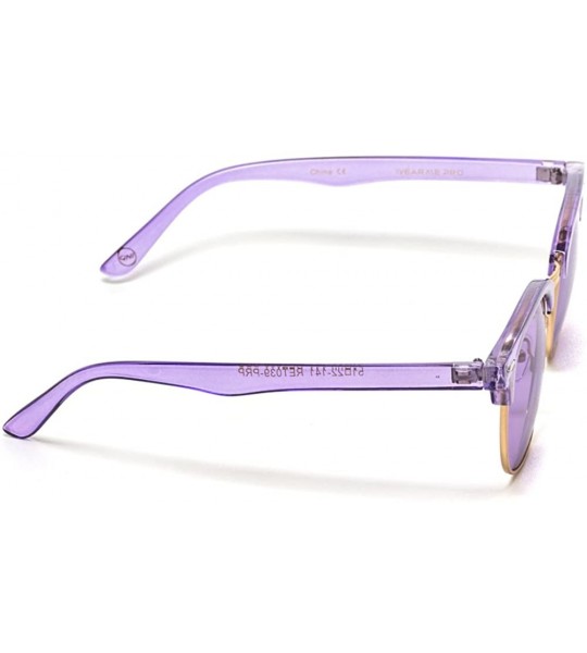 Round Half Frame Elegant Tinted Lens Clubmaster Retro Sunglasses - Purple Frame/Purple Lens - CO1246542WD $18.11