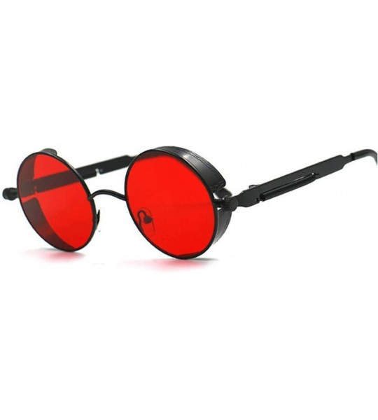 Round Metal Round Steampunk Sunglasses Men Designer Retro Frame Vintage Sunglasses UV400 - 6 - CU18R3AQ4QM $52.63