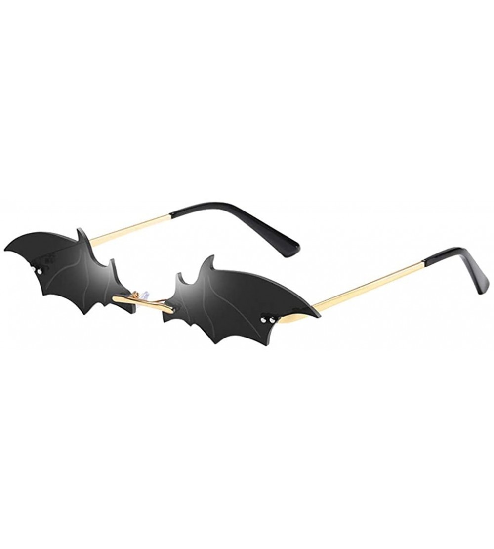 Rimless Unisex Funny Bat Shape Retro Sunglasses Vintage Irregular Eyewear Shades - C - CQ1908N05UA $19.48