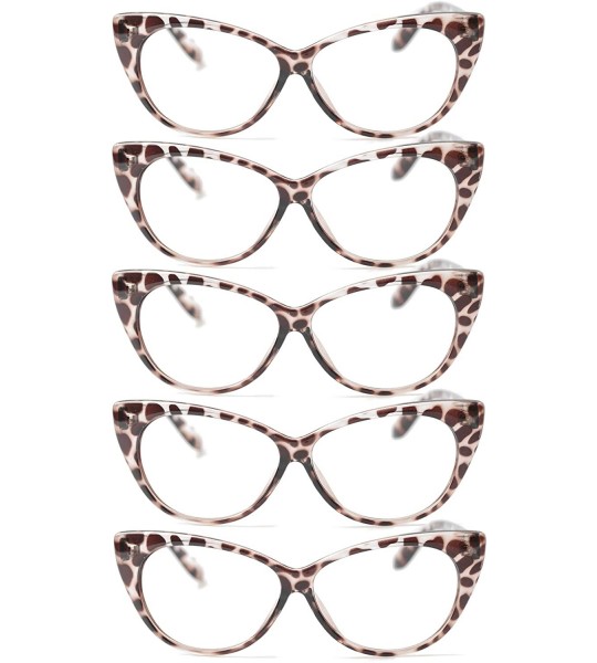 Cat Eye 3-Pair Value Pack Fashion Designer Cat Eye Reading Glasses for Womens - 5 Pairs in Leopard - CP18A5NN2YY $31.02