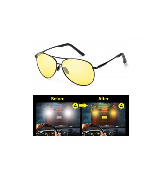 Aviator Aviator Night-Vision Driving Anti-Glare Glasses - HD Sight Polarized Yellow Night Guide Rainy Safe Glasses - CS18NR4O...