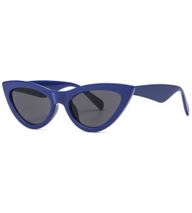 Cat Eye Womens Sunglasses Double Bridge Cat Eye Gradient Lens Metal Temple UV400 - Blue&black - CZ18EK6KRR5 $18.11