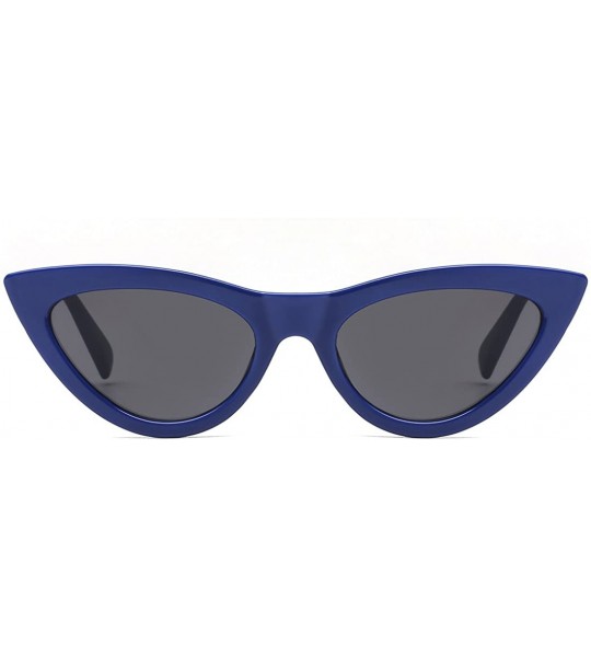 Cat Eye Womens Sunglasses Double Bridge Cat Eye Gradient Lens Metal Temple UV400 - Blue&black - CZ18EK6KRR5 $18.11