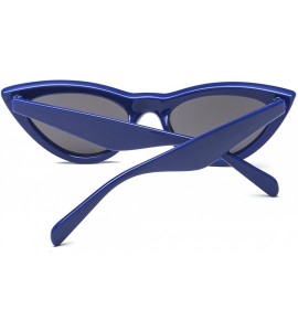 Cat Eye Womens Sunglasses Double Bridge Cat Eye Gradient Lens Metal Temple UV400 - Blue&black - CZ18EK6KRR5 $18.11