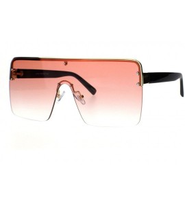 Rimless Mens Mobster Shield Oversized Rimless Retro Sunglasses - Gold Gradient Pink - CP18QH599G9 $24.72