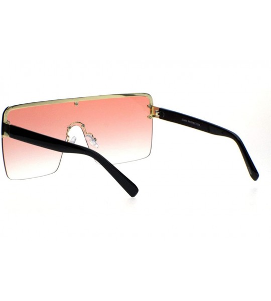 Rimless Mens Mobster Shield Oversized Rimless Retro Sunglasses - Gold Gradient Pink - CP18QH599G9 $24.72