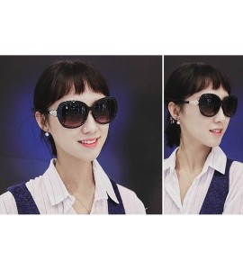 Oval Classic style Lattice Frame Sunglasses for Women Plate Resin UV 400 Protection Sunglasses - Black - CM18SZUGUL2 $28.05