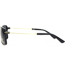 Rectangular Polarized Thin Plastic Rectangular Flat Top Racer Mens Sunglasses - Shiny Black Gold - CM18OK04C2Q $23.78
