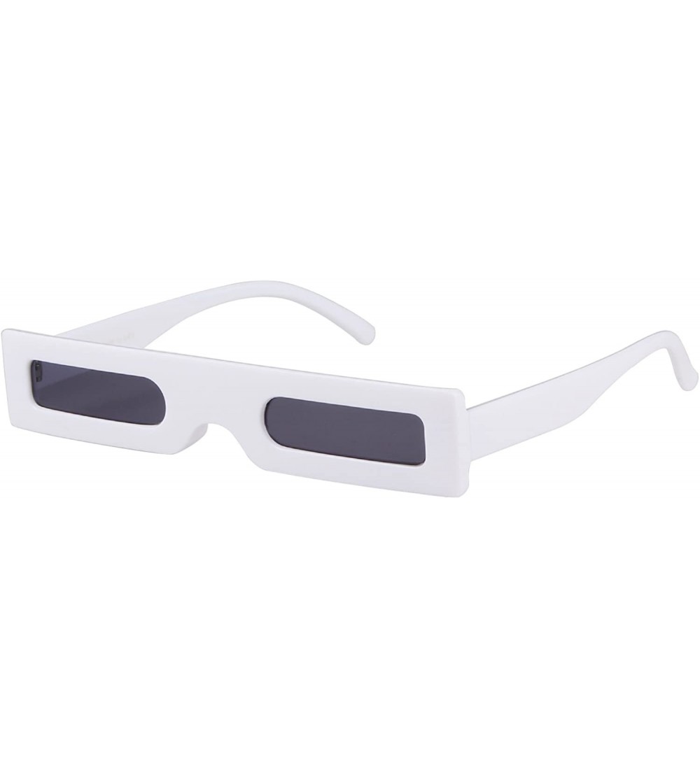 Square Vintage Slender Square Sunglasses Retro Small Rectangle PC Frame Candy Colors - White - CB18CD7GMCS $17.22
