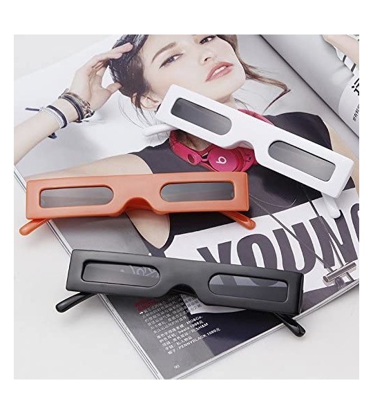 Square Vintage Slender Square Sunglasses Retro Small Rectangle PC Frame Candy Colors - White - CB18CD7GMCS $17.22