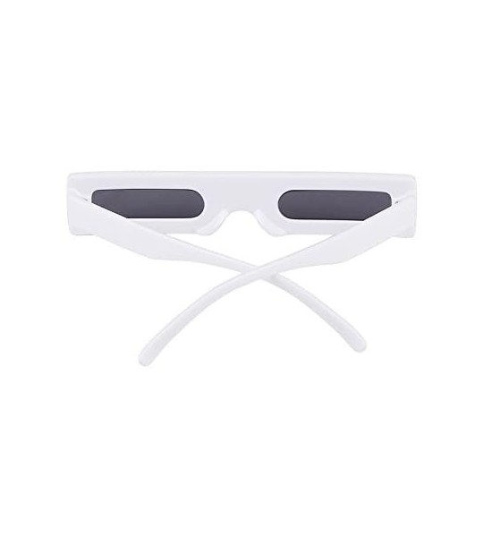 Square Vintage Slender Square Sunglasses Retro Small Rectangle PC Frame Candy Colors - White - CB18CD7GMCS $17.22